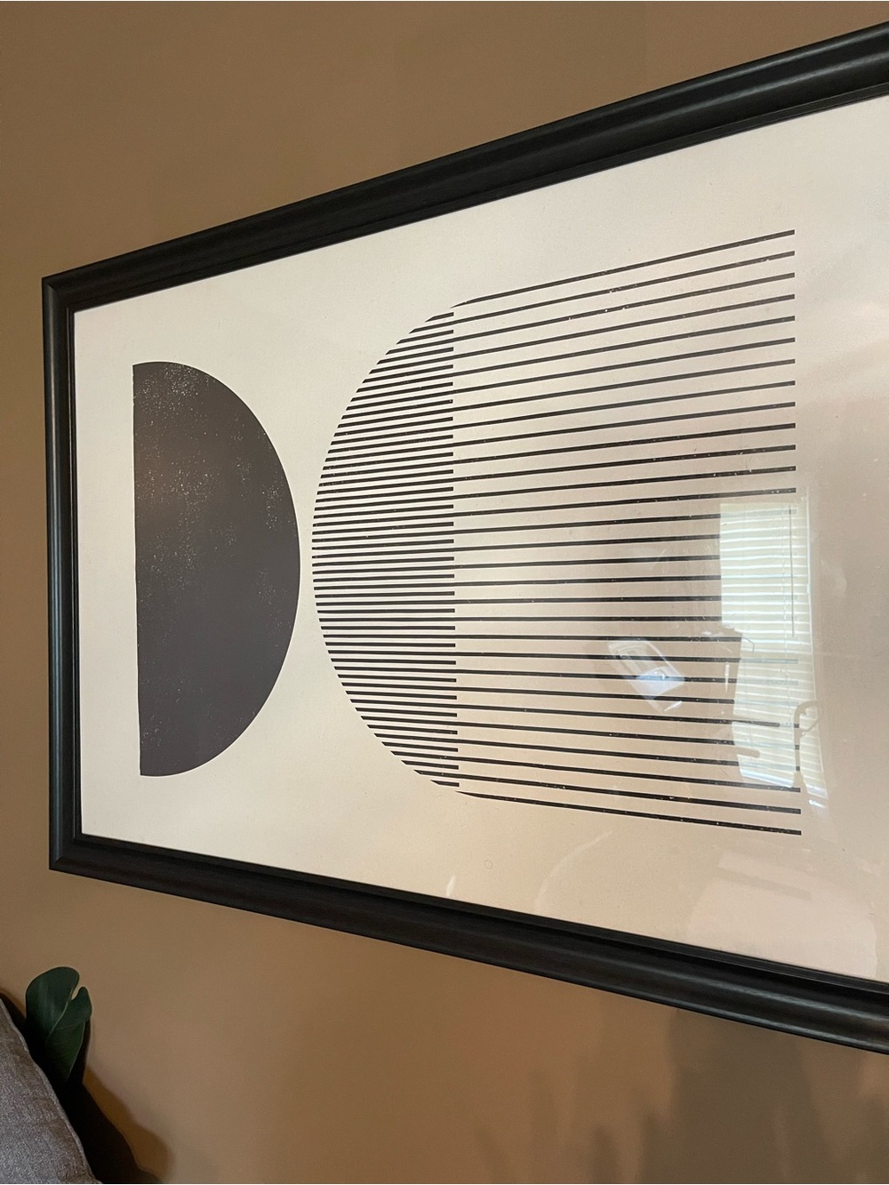 Large Framed Mid-Century Modern Geometric Art Print (39" x 27")